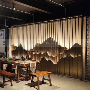 EX678 Luxury Hotel Lobby Stainless Steel Room Partition Divider with Laser Cut Foldable Panels Modern Design Gold Finish - Product Image 5