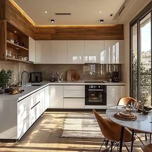 Meubles de cuisine modernes laqués, armoires de cuisine modulaires blanches de style américain de luxe - Product Image 6