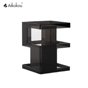 Table d'appoint de luxe légère pour chambre à coucher moderne minimaliste petite table de chevet créative en acrylique noir