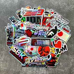 60 Pegatinas para Casco de Motocicleta PET, Estilo JDM, Elementos Decorativos, Resistentes a Arañazos, Adhesivas para Maletero - Product Image 1