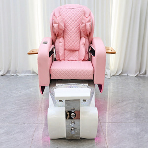 Fauteuil de pédicure spa rose tendance avec massage mécanique des mains, bassin LED, inclinaison électrique, station de salon de luxe - Product Image 2