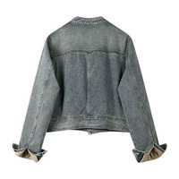 Veste à la mode pour hommes, manteau court en jean décontracté à manches longues, veste en jean remplie de coton à motif solide pour l'automne