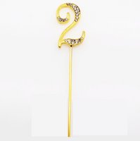 10 pièces/sac alliage strass numérique gâteau Plug-in 0-9 doré saint valentin mariage anniversaire gâteau décoration accessoires
