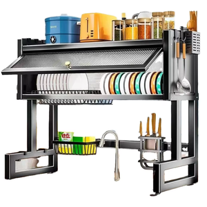 Support <span class=keywords><strong>de</strong></span> <span class=keywords><strong>rangement</strong></span> en métal multifonctionnel noir <span class=keywords><strong>de</strong></span> 85cm pour évier <span class=keywords><strong>de</strong></span> <span class=keywords><strong>vaisselle</strong></span>, égouttoir <span class=keywords><strong>de</strong></span> bol <span class=keywords><strong>de</strong></span> <span class=keywords><strong>rangement</strong></span> 10 pièces pour <span class=keywords><strong>armoire</strong></span> - Product Image 1