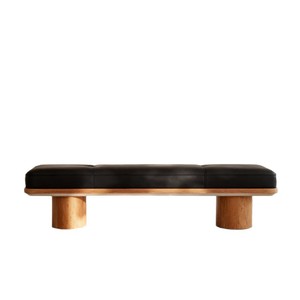 Tufted Leather Bench With Wooden Legs Shoe Changing Bench For Living Room Adult Use - Product Image 5