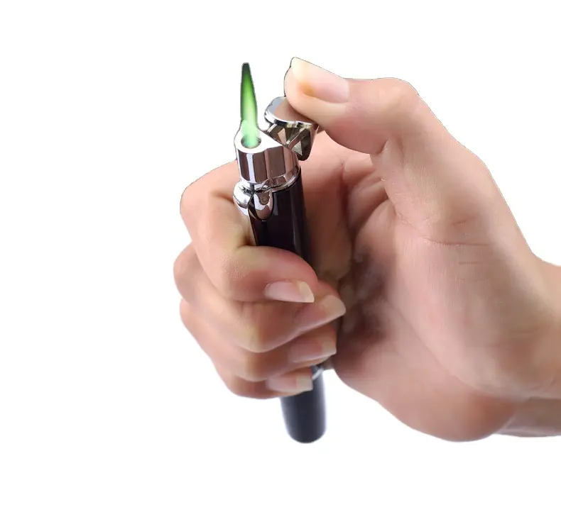 custom logo wholesale bulk production portable cigar lighter pen shaped lighter stamp pen butane lighter cigarette