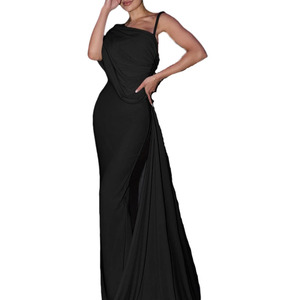 Vestido de Noche Largo Elegante y Moderno para Fiesta, Estilo Tubo, de un Solo Hombro, sin Mangas, Ajustado al Cuerpo para Mujer - Product Image 1
