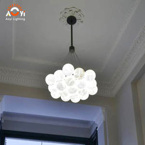 Lustre moderne de luxe en albâtre, <span class=keywords><strong>suspension</strong></span> multi-têtes en pierre naturelle <span class=keywords><strong>pour</strong></span> villa, salon, hall d'hôtel - Product Image 5
