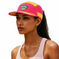 Topi Lari Trail Ringan Cepat Kering dengan Lubang Ventilasi Samping, Potongan Laser Khusus, Patch PVC, 5 Panel, untuk Olahraga Luar Ruangan