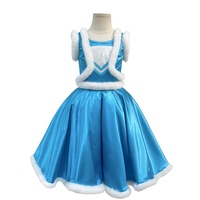 Nouvelle robe tutu bleue de princesse des neiges pour filles, avec fourrure blanche, en satin, costume de danse de ballet pour Noël, anniversaire, spectacle