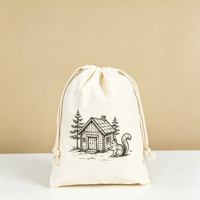 Sacs à cordon en toile imprimés de dessins animés vintage, simples et recyclables, grandes pochettes pour l'emballage de vente au détail en boutique