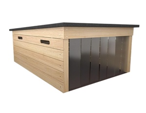 Abri pour tondeuse robotisée en bois de cèdre moyen, 37x26x18 pouces, <span class=keywords><strong>garage</strong></span> résistant aux intempéries avec rideaux amovibles pour Husqvarna Automower - Product Image 1