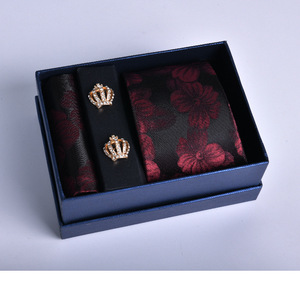 Nouvelle collection de cravates de luxe pour hommes, cravates de mariage en Jacquard tissé pour hommes, cravate, bague, broche, boutons de manchette, ensemble Hanky - Product Image 6