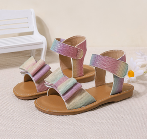 Sandales à nœuds pour enfants, chaussures de princesse, sandales à boucles et crochets, semelles en caoutchouc - Product Image 2