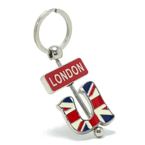 Custom Britain Souvenir London Gifts Alphabet U Letter Metal Key Chain Holder United Kingdom Keyring UK Jewelry Gift Keychain