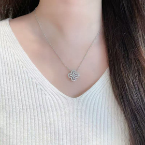 Collar Clásico Vintage con Colgante de Flor de Pera de Diamante Cultivado en Laboratorio en Oro Blanco de 18K para Mujer, Cadena de Diamantes, Joyería con Diamantes de Laboratorio - Product Image 5