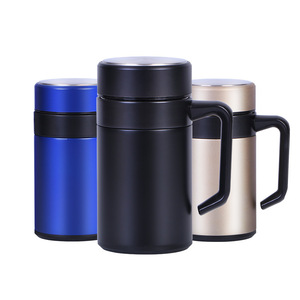 Gobelet isotherme en acier inoxydable 304 avec poignée et infuseur à thé, mug isotherme pour le bureau, cadeau personnalisé avec logo pour hommes et femmes - Product Image 2