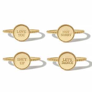 Gemnel, venta al por mayor, anillo de banda con cuentas grabado personalizado chapado en oro de 18 quilates - Product Image 1