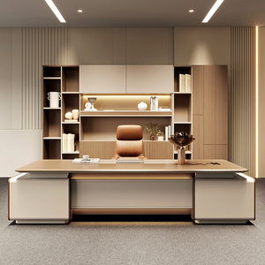 סט ריהוט משרדי מודרני MDF, שולחן בצורת L למנכ\\\"ל/מנהל וכיסא מנהלים - Product Image 2