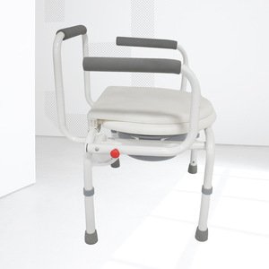Portable <b>Commode</b> <b>Chair</b> Height Adjustable Steel Frame For Elderly And Pregnant Women Toilet Use - Product Image 1