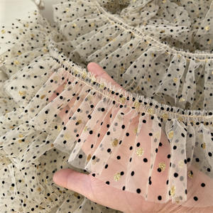 Larghezza 8 cm nastro poliestere oro nero a pois pizzo Chiffon <span class=keywords><strong>con</strong></span> volant morbido pizzo a rete per abito polsino bordo orlo - Product Image 3