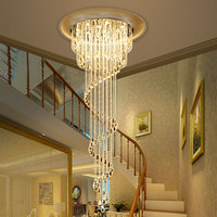 Lustre suspendu moderne en cristal de verre LED à longue tige, éclairage contemporain pour escalier