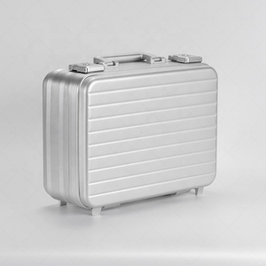 Maletín <span class=keywords><strong>de</strong></span> Aluminio para Hombre, Personalizado <span class=keywords><strong>de</strong></span> Fábrica con Logotipo, en Plata y Negro, con Cerradura y Estructura Integrada <span class=keywords><strong>de</strong></span> Aleación <span class=keywords><strong>de</strong></span> Aluminio - Product Image 1