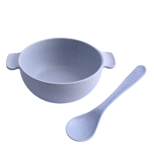 Wholesale Salad Soup Baby Noodle Rice Feeding Food Serving Wheat Straw Colorful Eco Plastic Bowl With Spoon