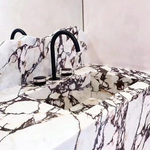 Comptoir de <span class=keywords><strong>cuisine</strong></span> en marbre Calacatta Viola de luxe, dessus de meuble de salle de bain, dessus de bar en pierre, îlot de <span class=keywords><strong>cuisine</strong></span> en cascade - Product Image 6