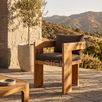 Fauteuil d'extérieur individuel en teck massif de qualité supérieure pour hôtel, complexe hôtelier, jardin, patio, terrasse, avec design résistant aux intempéries
