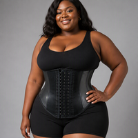 Corset serre-taille avant court et arrière long en latex, ceinture de maintien ferme pour le ventre, grande taille, noir gothique