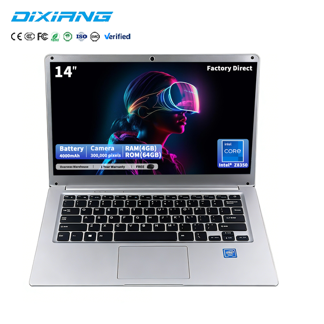 Wholesale OEM Cheap Laptop Factory 14 Inch Intel Z8350 RAM 4GB 64GB Plastic Shell Student Business Laptop Notebook Computer