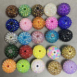 Cuentas redondas planas de plástico con diamantes de imitación de 20 mm de color pastel personalizadas para la fabricación de bolígrafos, cuentas gruesas tipo bola de discoteca para joyería, venta al por mayor. - Product Image 5
