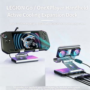 <span class=keywords><strong>Base</strong></span> de Carga para Múltiples Dispositivos, Hub <span class=keywords><strong>USB</strong></span> 2.0 de 4 Puertos, Aleación de Aluminio Plegable, Ventilador de Refrigeración RGB Dual, Soporte para Steam Deck - Product Image 6