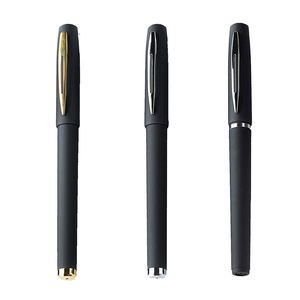 Stylo publicitaire X615 en caoutchouc noir et or, stylo gel doux au toucher avec logo, en plastique, promotion en gros, pour le bureau et l'école - Product Image 1