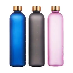 34oz 1L BPA 무료 체육관 스포츠를위한 시간 마커가있는 유리 물병 동기 부여