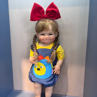 NPK – poupée Reborn fille 55CM, corps complet en Silicone souple, support en vinyle, poupée Reborn sourire avec jambes droites, cheveux enracinés à la main