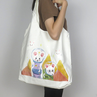 Sac fourre-tout en toile personnalisé - Design japonais tendance, fermeture ouverte, motif imprimé, portable, toutes saisons, usage quotidien, voyage