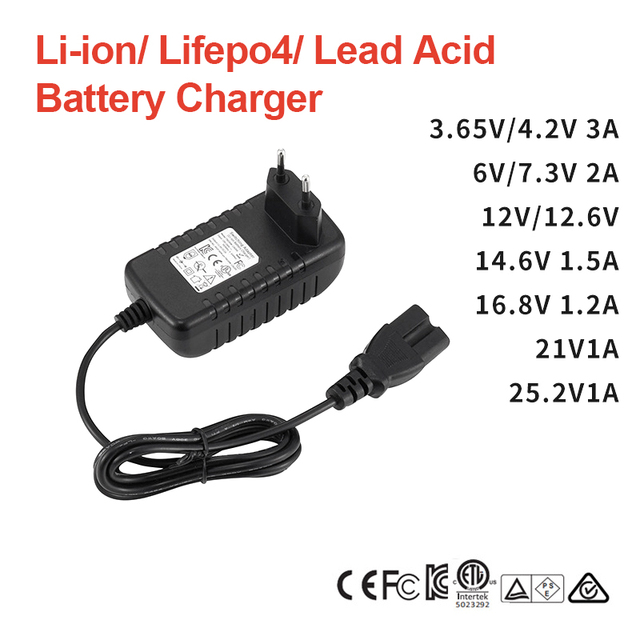 Lithium Battery Power Adapter AC EU US UK AU Charger Adapter 4.2V3A 12.6V2A  21V 1A 5.5*2.5MM Wall Charger  Power Supply