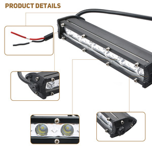 Barre LED 12V Slim à une seule rangée, 18W, 6 LED, pour <span class=keywords><strong>voiture</strong></span>, SUV, camion, éclairage de conduite, couleur blanc pur, accessoires automobiles - Product Image 5
