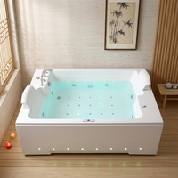 Baignoire à Jets Autoportante Personnalisable OEM ODM 1,9 m pour 2 Personnes, Double Fauteuil Inclinable, Lumières Colorées, Jets Soulageant les Muscles Endoloris