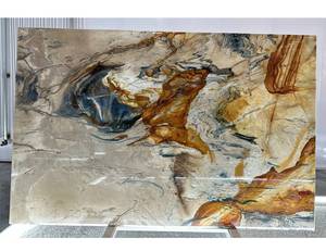 Dalle de quartzite veines dorées Lapis Lazuli pour villa haut de gamme Technique naturelle d'intérieur polie sur mesure - Product Image 6