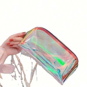 Bolsa de Maquillaje Cosmética de Viaje de Poliéster Holográfico Transparente, Impermeable, Colorida, con Logotipo Personalizado al por Mayor - Product Image 3