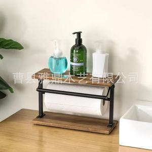Portarrollos de Cocina de Madera con Estante Superior para Condimentos, Organizador Multifuncional para Encimera - Product Image 3