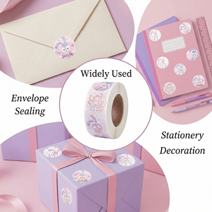 Pegatinas Redondas de Dibujos Animados, Resistentes al Agua, con Adhesivo Fuerte, Estampado Dorado, Logotipo Personalizado, Pegatinas Artesanales - Product Image 6