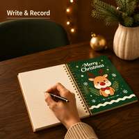 Joyeux Noël - Carnet spirale A5 motif renne, 80 feuilles lignées et quadrillées, papier 80 g/m², reliure Wire-O