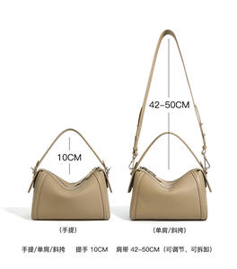 Bolso bandolera de hombro de gran capacidad de invierno de piel de vaca auténtica con logotipo personalizado, bolsos de cuero de alta calidad para mujer - Product Image 2