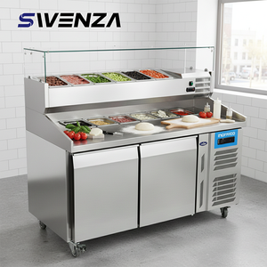 Réfrigérateur de comptoir compact à <span class=keywords><strong>2</strong></span> <span class=keywords><strong>portes</strong></span> <span class=keywords><strong>Saladette</strong></span> en acier inoxydable avec couvercle - Product Image 1