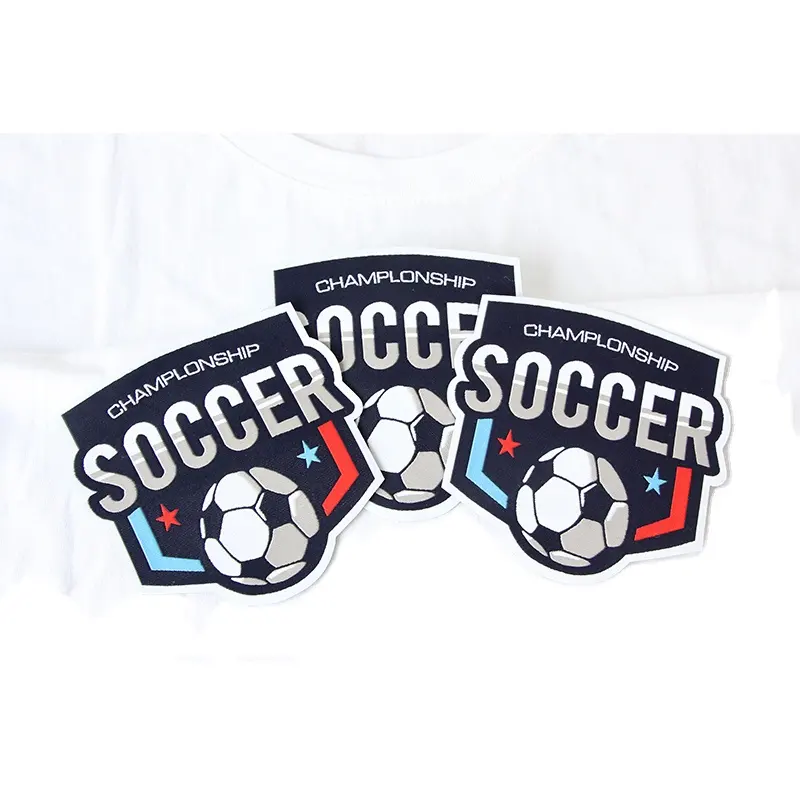 Logotipo personalizado do nome da equipe de futebol etiqueta de tecido para roupas, patches de tecido e emblemas de uniforme para passar
