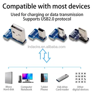 AMUSB2.0オスアップベンドからType-Cオスコネクタ5PINFFCFPCフレキシブルフラットケーブル折りたたみA2-C2OTGデータ充電1Aアダプター